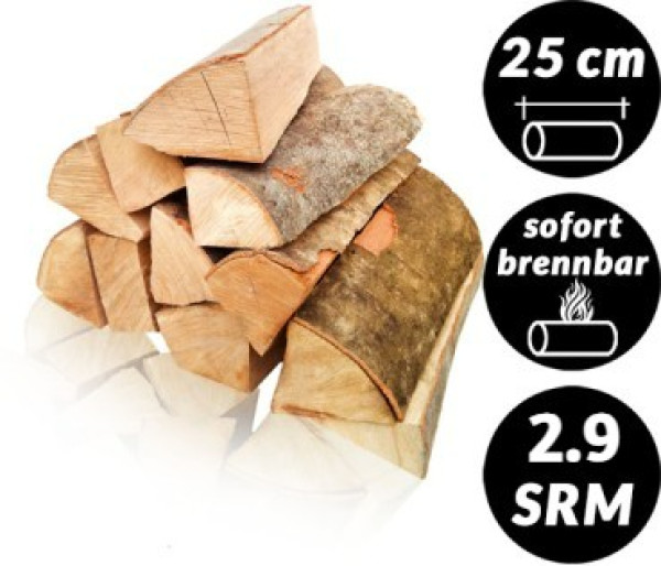 2,9 SRM Buchenholz in 25cm Holzlänge, kammergetrocknet als loses Schüttgut